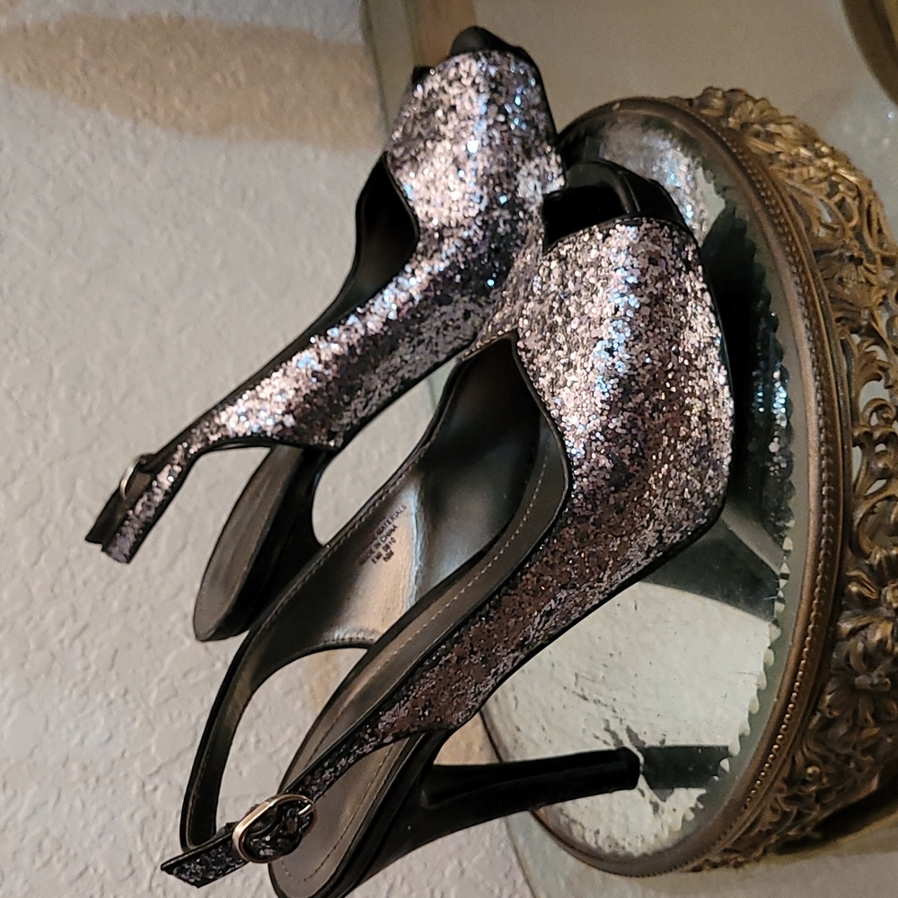 Glitter Pewter nine west heels